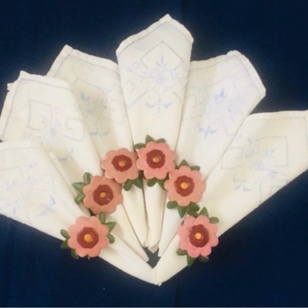 NWT New Jim Shore Pink Flower Napkin Holder Set of 6 Farmhouse Cottagecore Girly